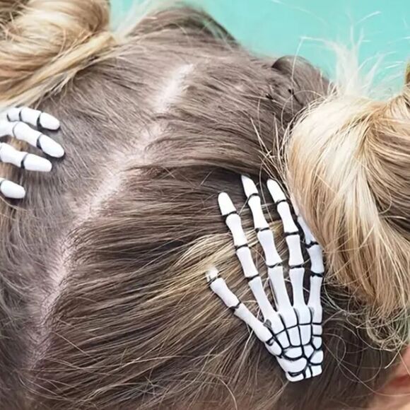 Happy Halloween Skeleton Hands Hair Clips Set of 2! - Picture 1 of 4
